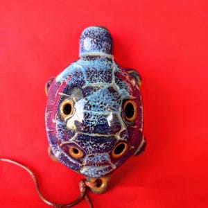 Cute Turtle Ocarina - Small Hole Ceramic Instrument - Gift for Musicians