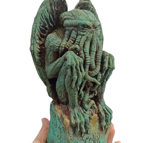Bronze émeraude de Cthulhu. idole de cthulhu, résine de cthulhu, lovecraft, figurines cadeaux.