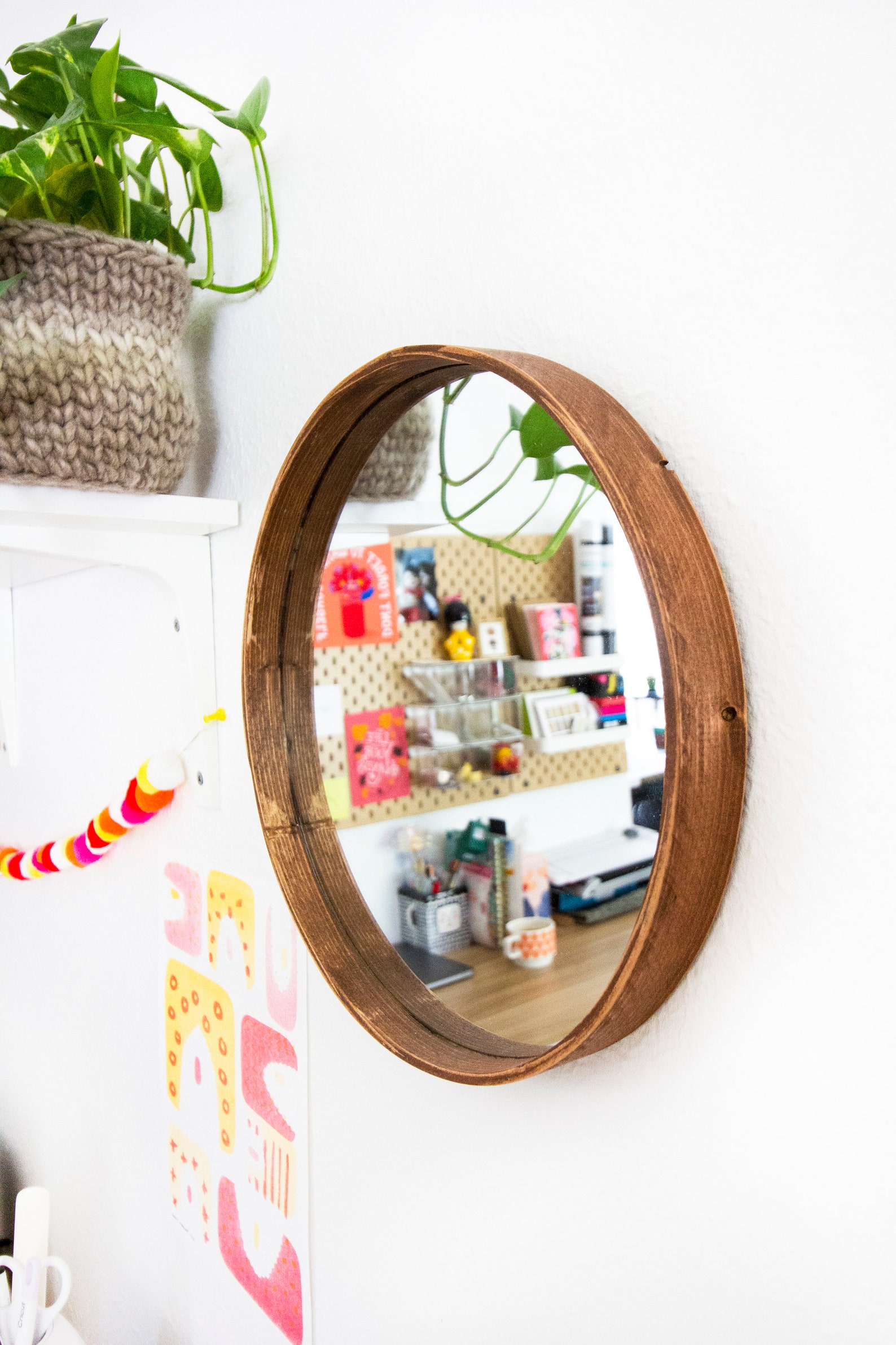 Small Round Mirror MCM Decor Decorative Mirror Etsy