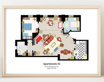 How I Met Your Mother TV show Apartment - Famous TV Show Floor Plan - Modern Art Poster for Residence of Ted Mosby - Wall Decor