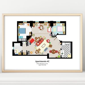 How I Met Your Mother TV show Apartment - Famous TV Show Floor Plan - Modern Art Poster for Residence of Ted Mosby - Wall Decor