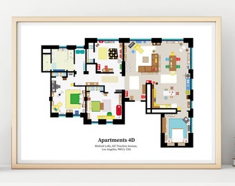 New Girl TV Show Apartment Floor Plan- New Girl TV Show Layout - New Girl Poster