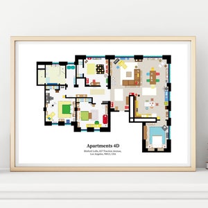 New Girl TV Show Apartment Floor Plan- New Girl TV Show Layout - New Girl Poster