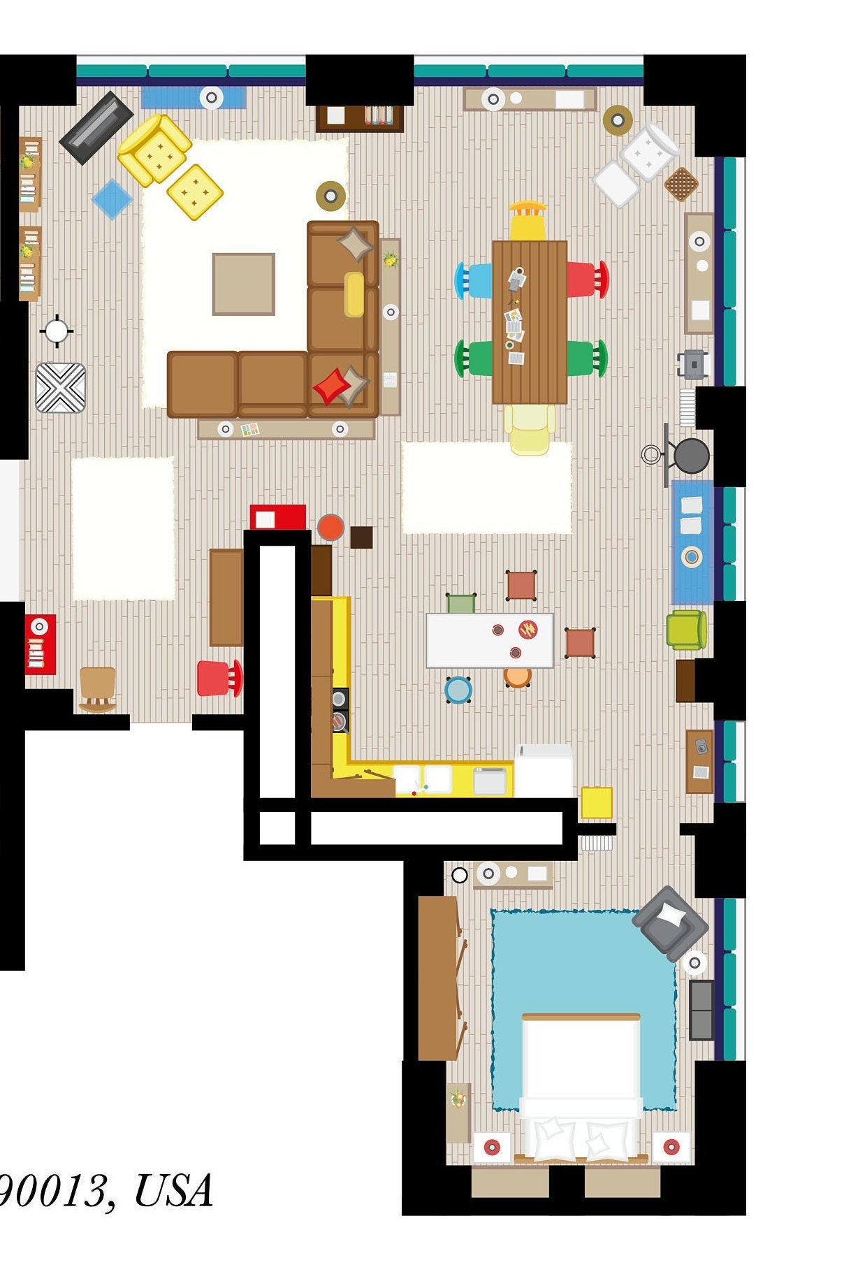 New Girl TV Show Apartment Floor Plan New Girl TV Show Layout Etsy