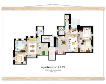 Friends floor plan Classic Semi-Glossy Paper Poster with Hanger