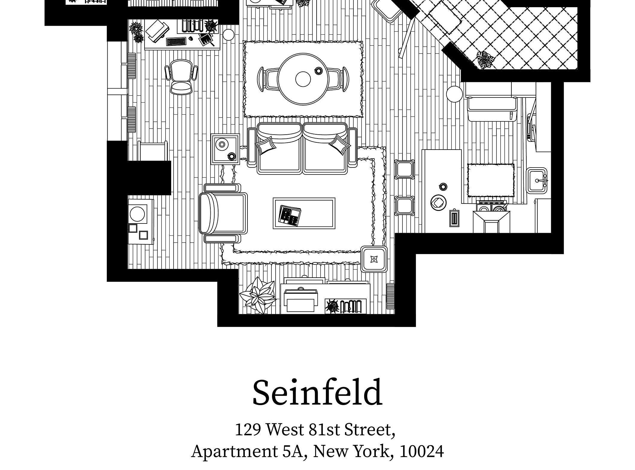 Seinfeld floor plans Seinfeld apartment blueprint for Etsy