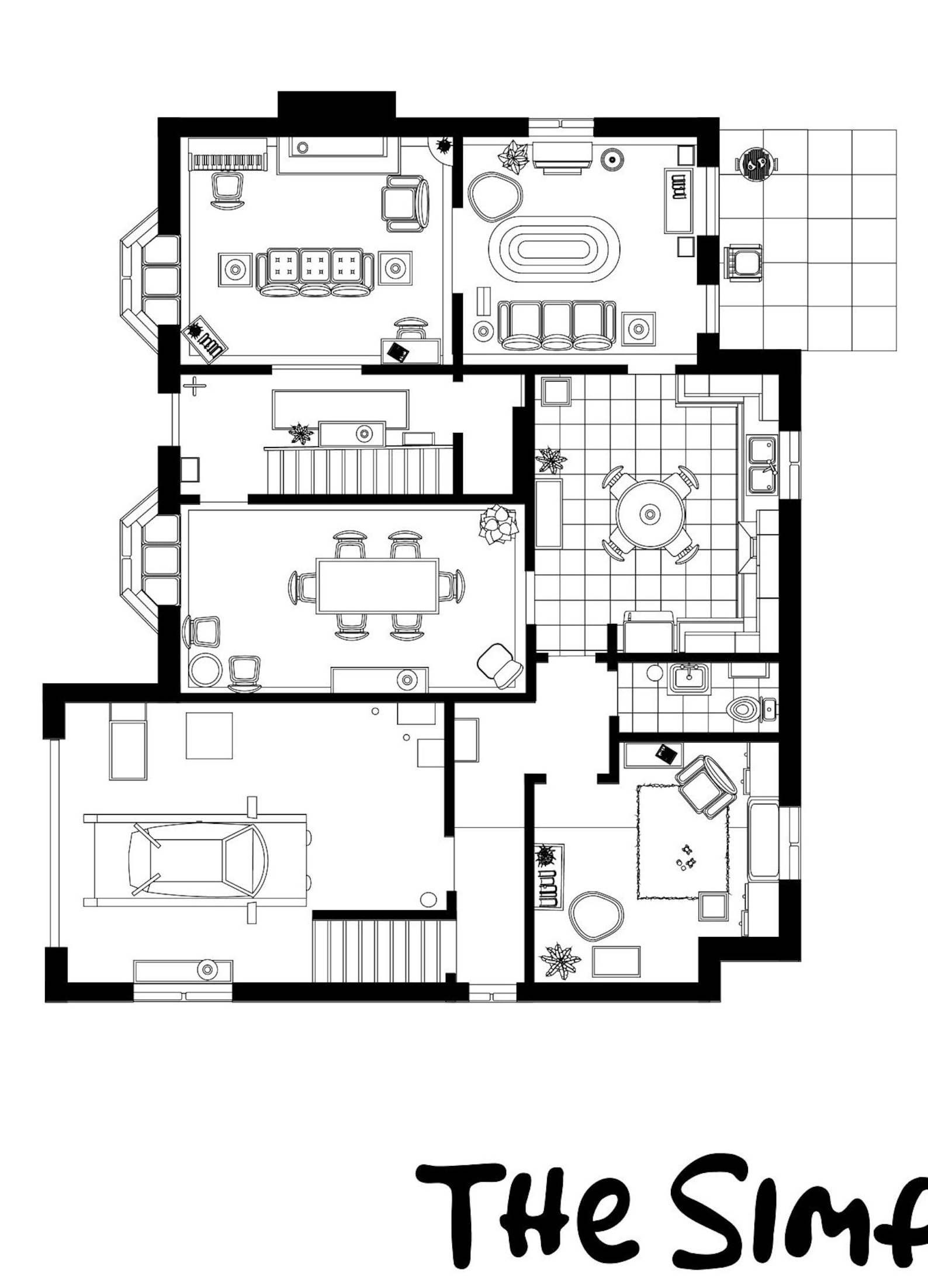 Amazon Com The Simpsons House Floor Plan Tv Show Floo - vrogue.co