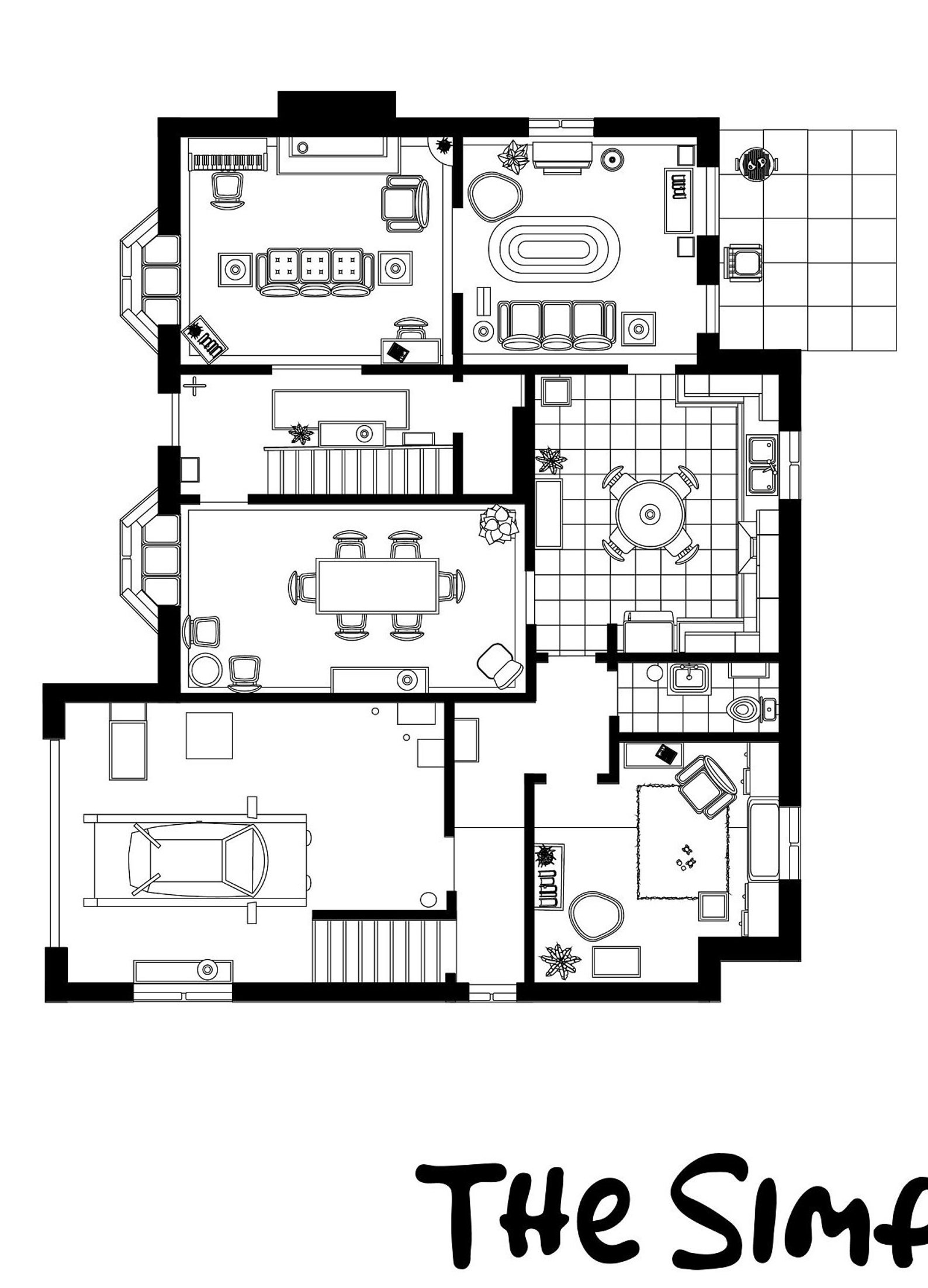 The Simpsons house floor plan TV show Etsy