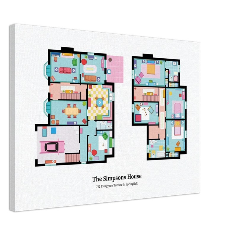 The Simpsons House Floor Plan Canvas Etsy
