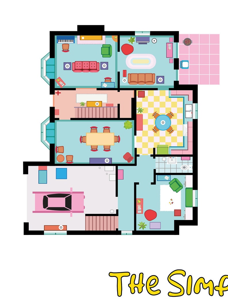 Amazon Com The Simpsons House Floor Plan Tv Show Floo - vrogue.co