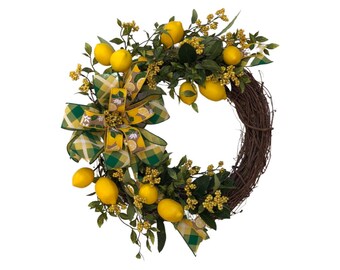 Lemon Wreath, Lemon Door Hanger, Farmhouse Wreath