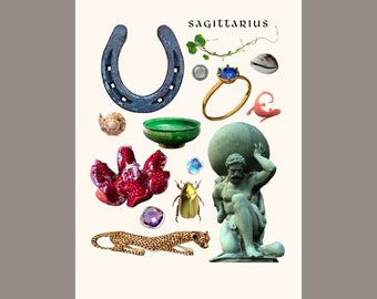 Sagittarius Zodiac Poster: Eclectic Astrology Collage (Digital Download)