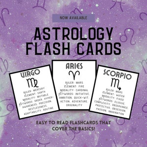 Tarjetas de estudio imprimibles de astrología / Descarga instantánea / Guía de estudio de los signos del zodiaco