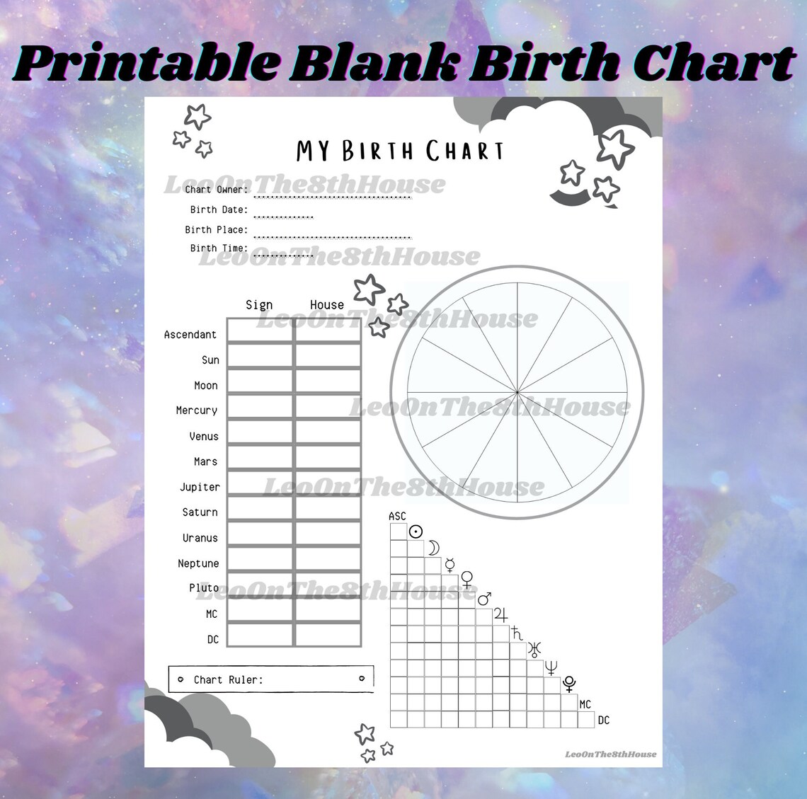 Printable BLANK Birth Chart - Etsy Canada