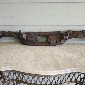 Vintage Hand Carved Solid Wood and Iron Hat / Coat Rack