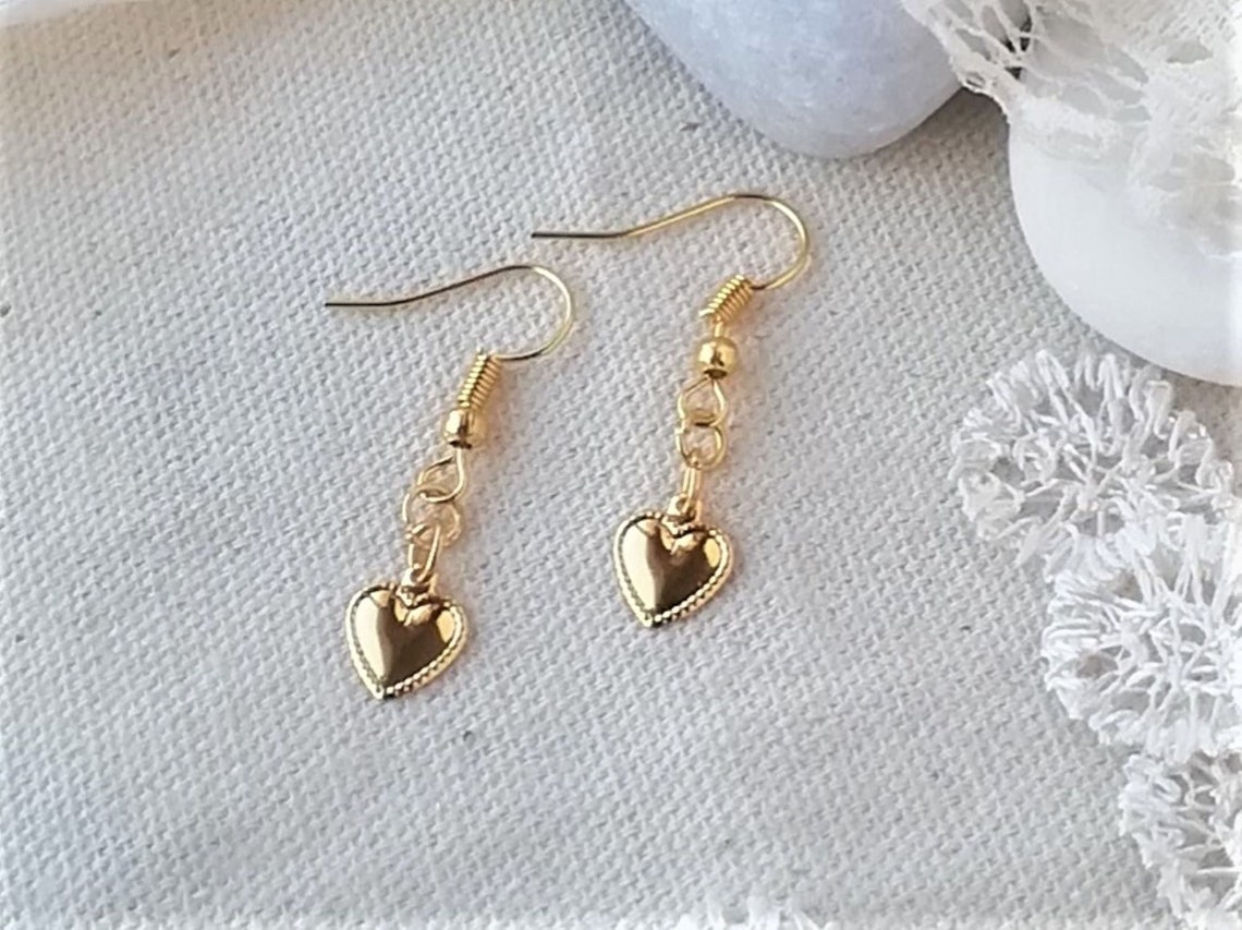 Gold Plated Heart earrings Drop Earrings Dangle Earrings | Etsy