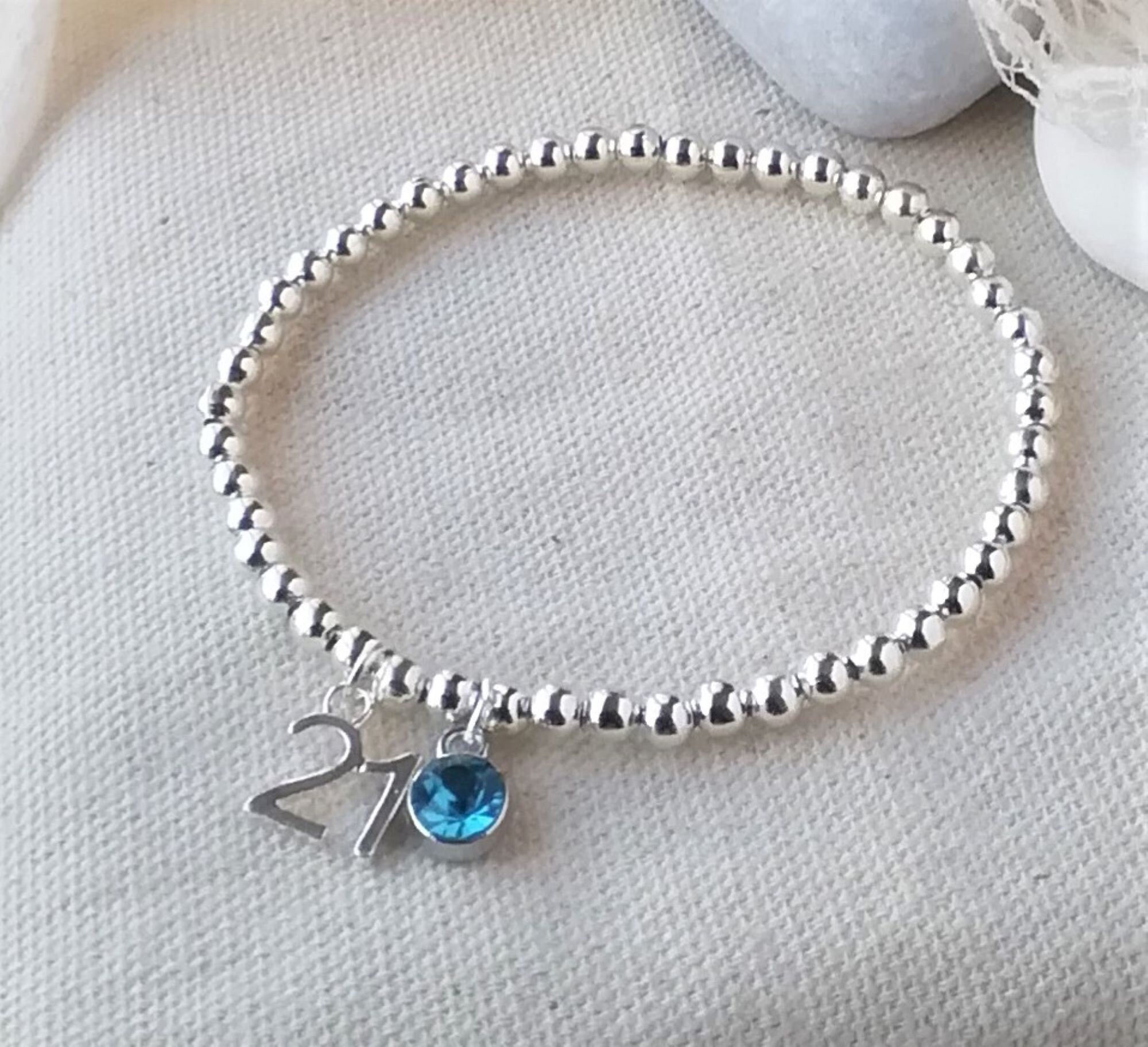 21st Birthday Bracelet 21st Birthstone Bracelet Silver  Etsy