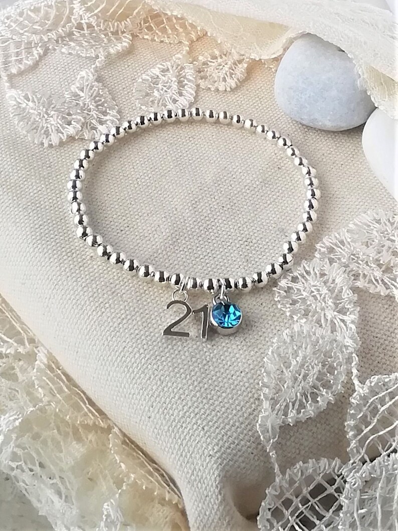 21st Birthday Bracelet 21st Birthstone Bracelet Silver - Etsy UK