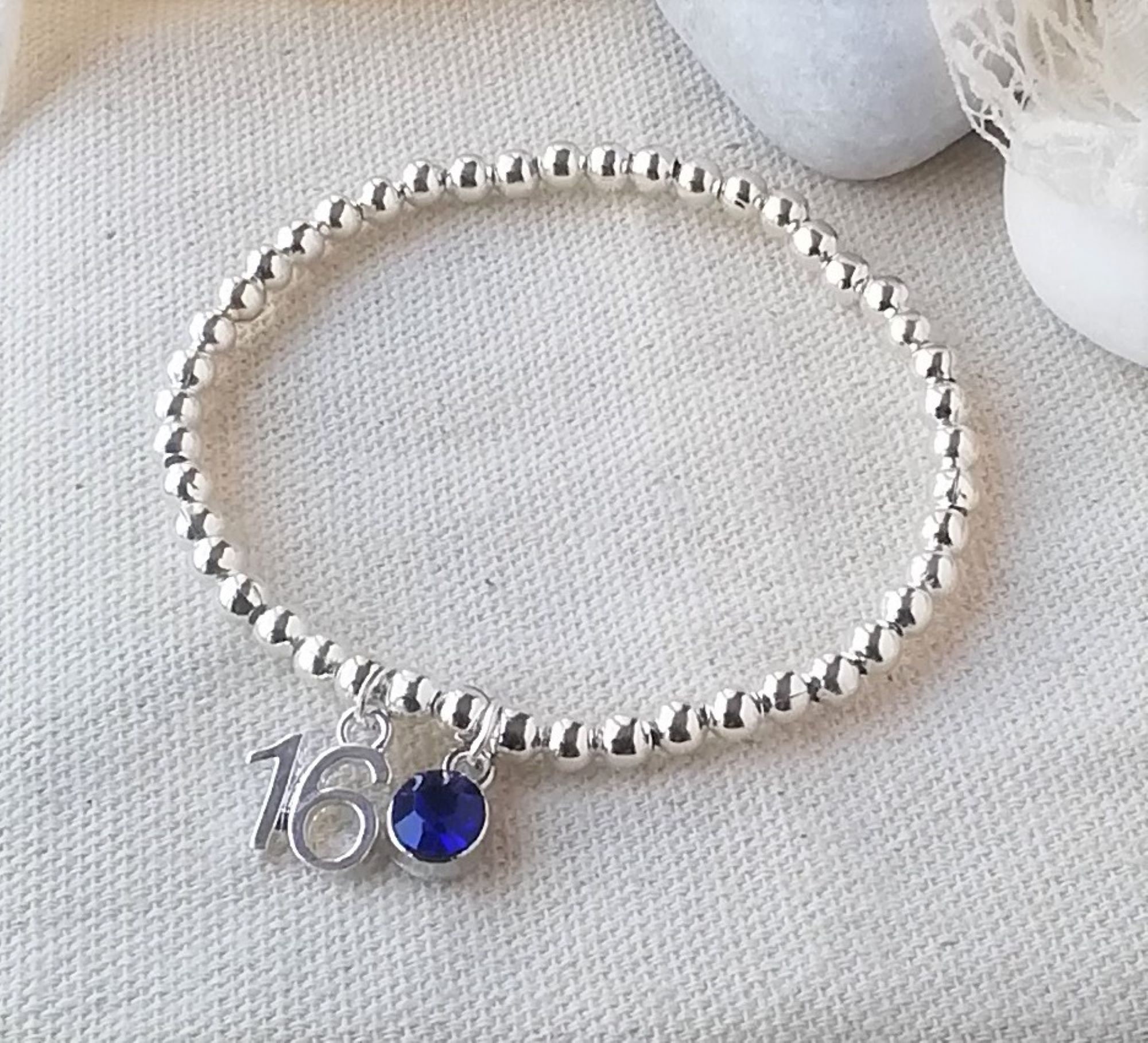 16th Birthday Bracelet 16th Birthstone Bracelet Silver Etsy