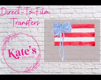 Klaar om te drukken DTF-overdracht | Coquette Amerikaanse vlag - Memorial Day - 4 juli - zomer - rood, wit en blauw