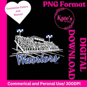Custom Football Stadium Mascot PNG - School Spirit Clipart, Game Day Sports, Your Colors & Mascot Digital File