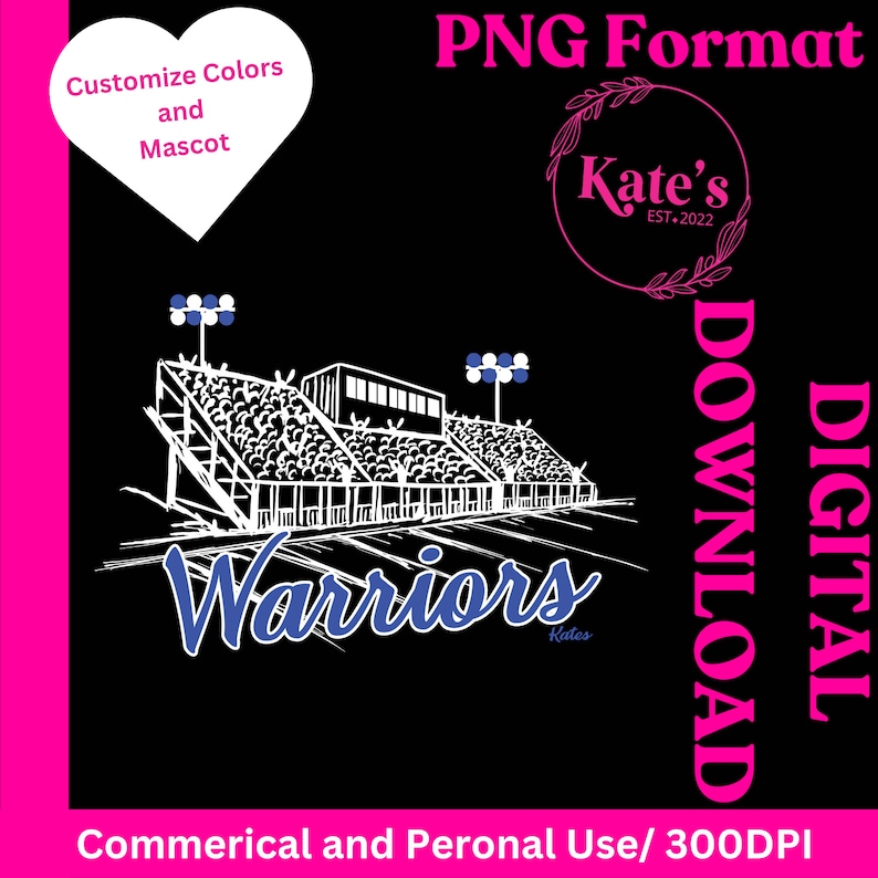 Anpassad fotbollsstadionmaskot PNG - skolanda Clipart, matchdagssporter, dina färger och digital maskotfil bild 1