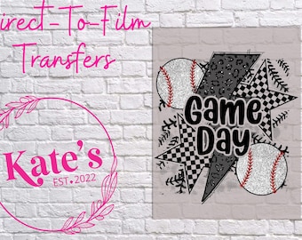 Transfert DTF prêt à l'emploi | Baseball Game Day - Baseball - Sports - Paillettes synthétiques