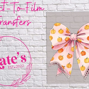 Ready to Press DTF Transfer | Pink Pumpkin Bow, Fall, Trendy, Cute, Coquette, Direct-To-Film
