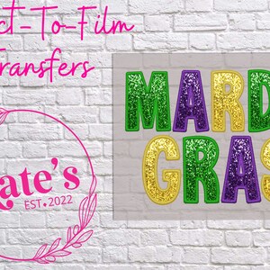 Ready to Press DTF Transfer | Mardi Gras Faux Sequin
