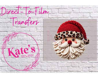 Transferencia DTF lista para prensar / Hilo sintético de Papá Noel - Invierno, Navidad, Moda, Papá Noel, Leopardo