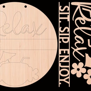 Relax Sit Sip Enjoy Sign Door Hanger DiY | Door Hanger DiY | Door Hanger Kit | Paint Kit | Boutique Kit