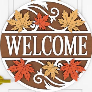 Herfstwelkomstblaadjes Deurhanger DIY | Houten deurhanger doe-het-zelf | Deurhangerset | Verfset | Vakantiepakket