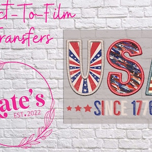 Fertig zum Aufbügeln DTF Transfer | USA Faux Stickerei