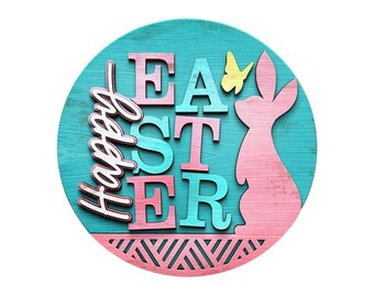Happy Easter Bunny with outline Door Hanger DiY | Door Hanger DiY | Door Hanger Kit | Paint Kit | Boutique Kit