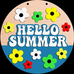 Hello Sommer Retro Blumen Türschild DiY | Türschild DiY | Türschild Kit | Malset | Boutique-Kit
