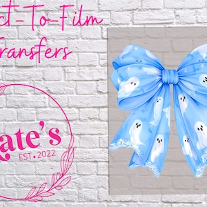 Ready to Press DTF Transfer | Ghost Bow, Halloween, Trendy, Cute, Coquette, Direct-To-Film, DIY