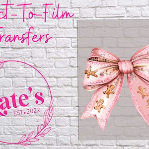 Ready to Press DTF Transfer | Gingerbread Bow, Christmas, Trendy, Cute, Coquette, Direct-To-Film