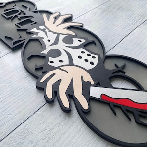 18&quot; BOO Friday the 13th Hanger DiY | Door Hanger DiY | Wood Door Hanger Kit | Paint Kit | Halloween Door Decor