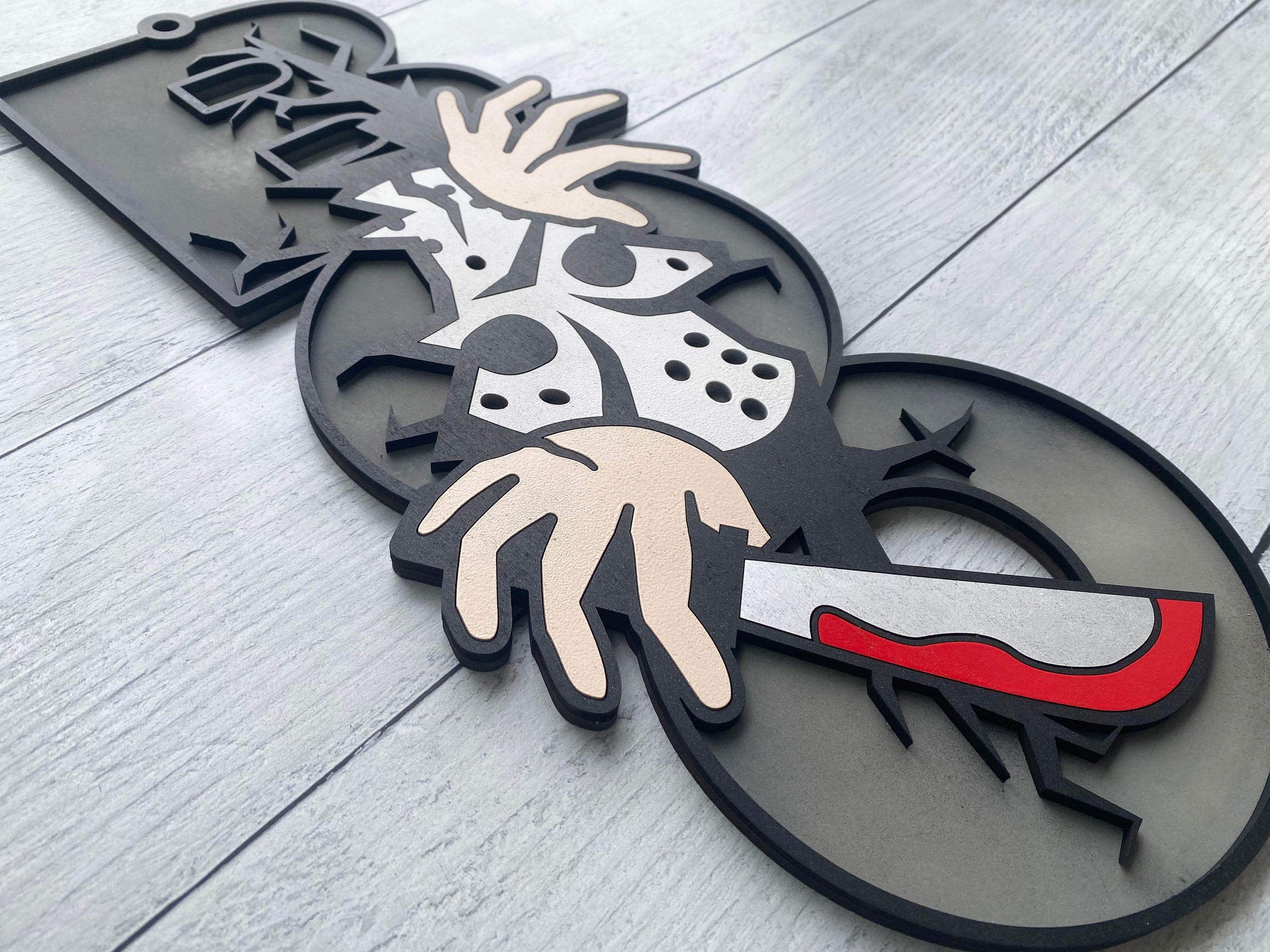 18" BOO Friday the 13th Hanger DiY | Door Hanger DiY | Wood Door Hanger Kit | Paint Kit | Halloween Door Decor