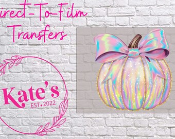 Ready to Press DTF Transfer Iridescent Pumpkin, Direct-To-Film, DIY