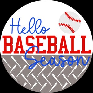 Colgador de puerta de madera &quot;Hola temporada de béisbol&quot; de Sports DiY / Letrero para puerta de entrada DiY / Kit para colgar puertas / Kit de pintura /