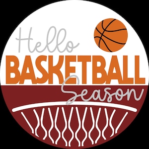 Colgador de puerta de madera &quot;Hola temporada de baloncesto&quot; para deportes (DIY) / Letrero para puerta principal (DIY) / Kit para colgar puertas / Kit de pintura / Deportes