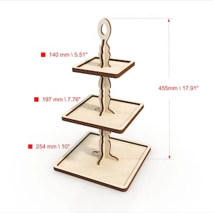 3 Tier Square Style Wood Tiered Tray Kit | Wood Tiered Tray Cutout | Square Style DiY | Paint Kit | Wood Tray Kit