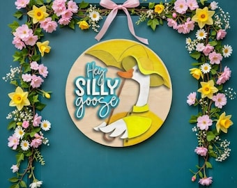 Hey Silly Goose with a Raincoat Door Hanger DiY | Door Hanger DiY | Door Hanger Kit | Paint Kit | Boutique Kit