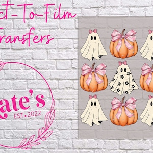 Ready to Press DTF Transfer | Coquette Halloween Pumpkins and Ghosts