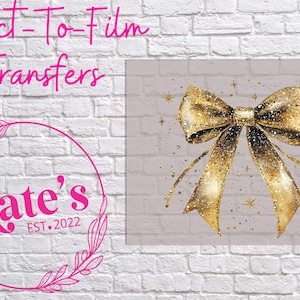 Ready to Press DTF Transfer | Gold Bow