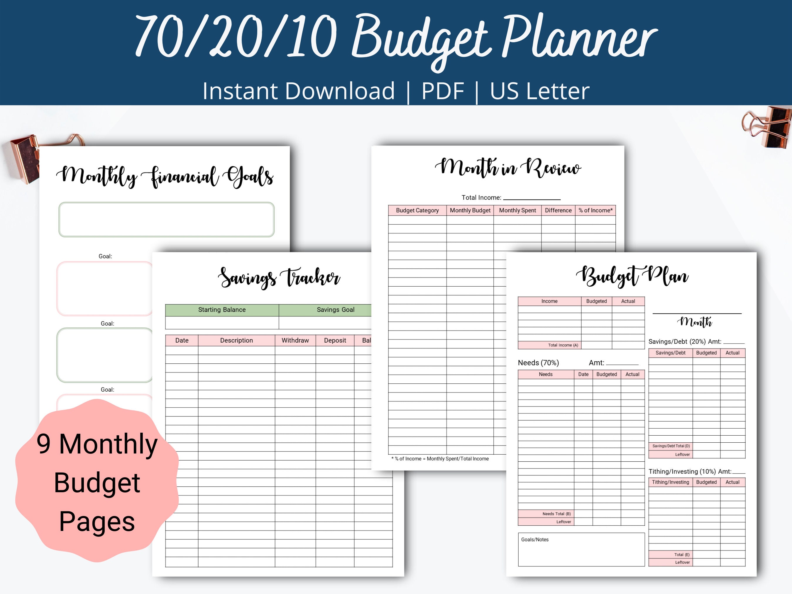 70 20 10 Budget Planner 70 20 10 Budget Printable Monthly Etsy