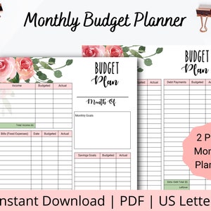 Monthly Budget Printable - Budget Planner Printable - Monthly Budget PDF - Budgeting Template - Monthly Budget Tracker - US Letter