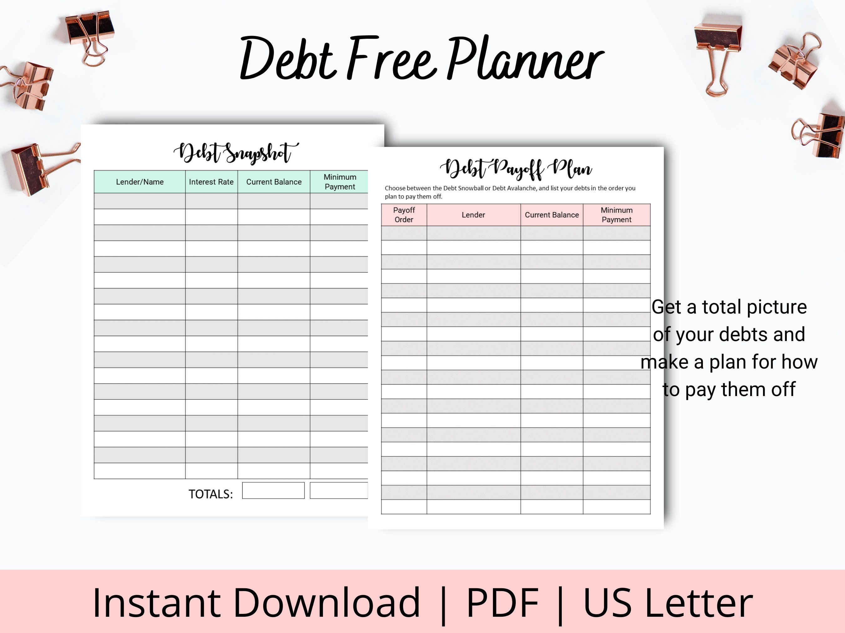 Debt Free Planner - Debt Payoff Printable - Debt Free Tracker - Debt ...