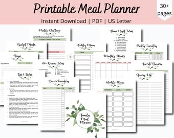 Meal Planner Printable - Weekly Menu Template - Meal Plan and Grocery List - Kitchen Inventory Printables - Meal Prep Planner - Food Planner